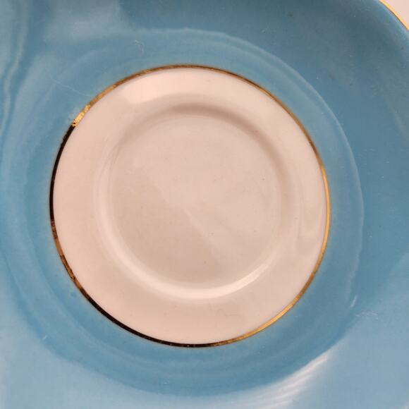 1960s Colclough Ballet Harlequin Blue Bone China Teacup Saucer Set Ridgway - Picture 4 of 16